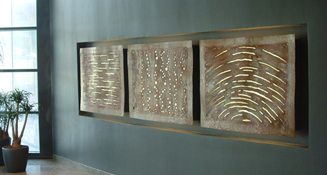 Konstnärlig entréutsmyckning, metal art, idé och utförande för Flygt / Xylem