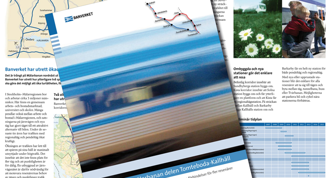 Broschyr om Mälarbanans utbyggnad, 12-sidig / Banverket