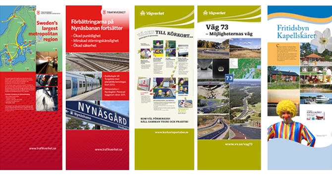 Några exempel på roll ups som producerats genom Tecknarn