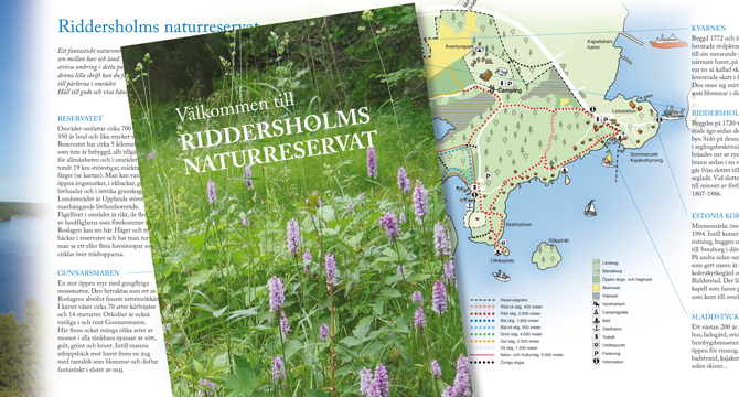 Turistfolder över Riddersholms Naturreservat, 6-sidig / Fritidsbyn Kapellskäret