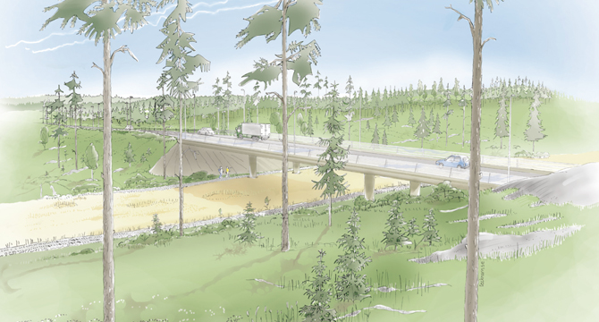 En serie om 15 illustrationer för Södertörnsleden / Trafikverket