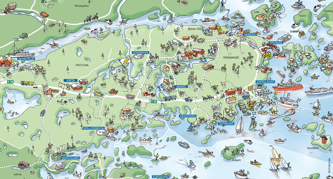Lekfull Rådmansökarta som ändrar karaktär varje år / Frötuna-Rådmansö Turistnätverk