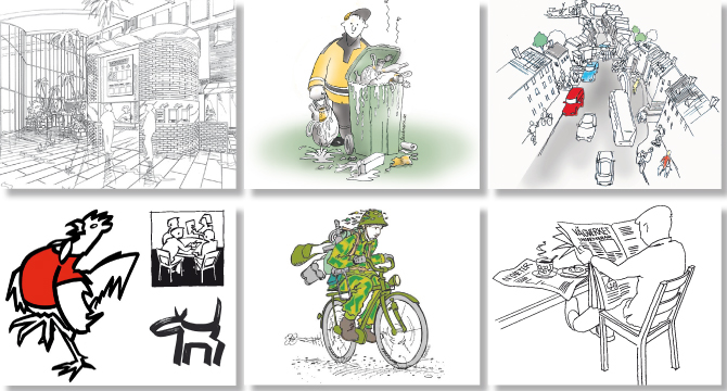 "A collage of drawings" / blandade manér